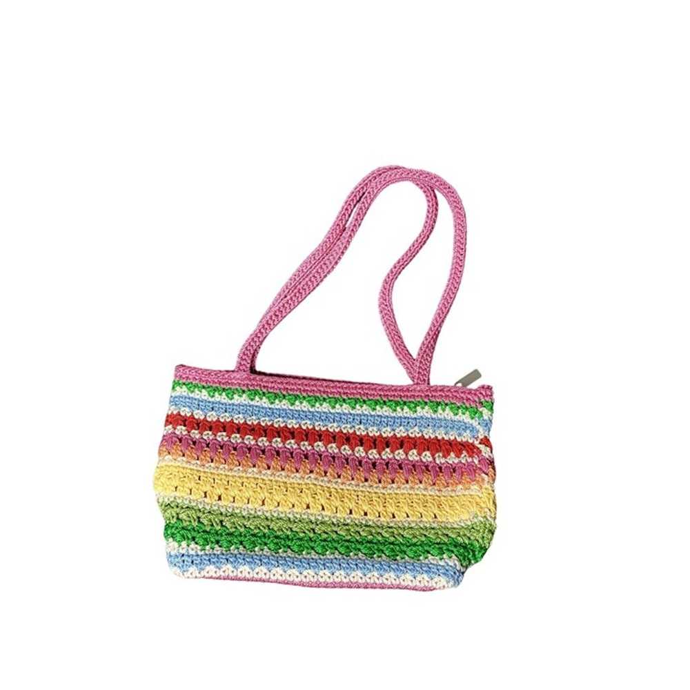 Vintage The Sak Rainbow Striped Crochet Shoulder … - image 1