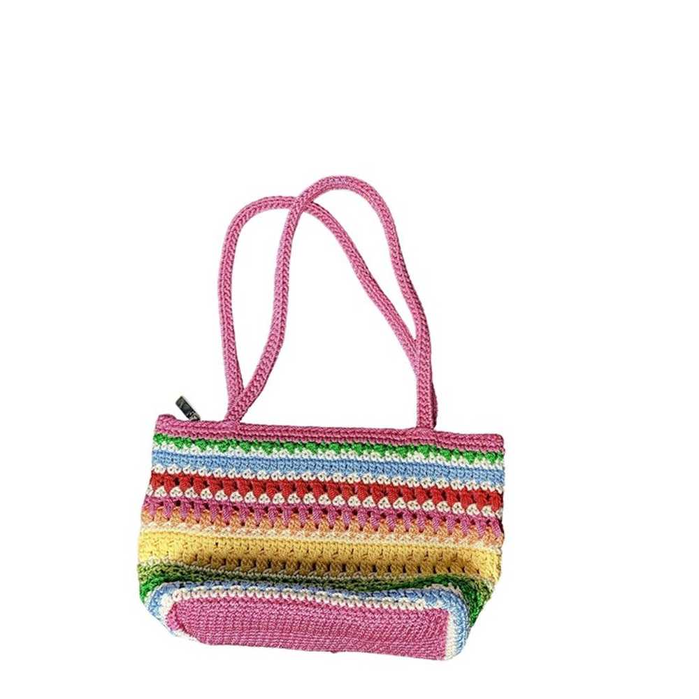 Vintage The Sak Rainbow Striped Crochet Shoulder … - image 2