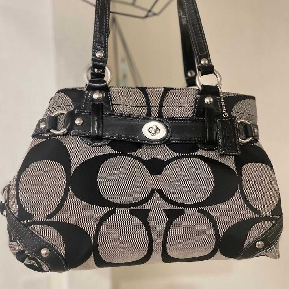 Coach black/grey “C” purse - image 1