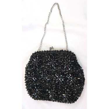 Vintage Beaded Evening Hand Bag Clutch Purse Blac… - image 1