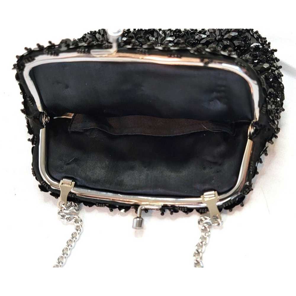 Vintage Beaded Evening Hand Bag Clutch Purse Blac… - image 4