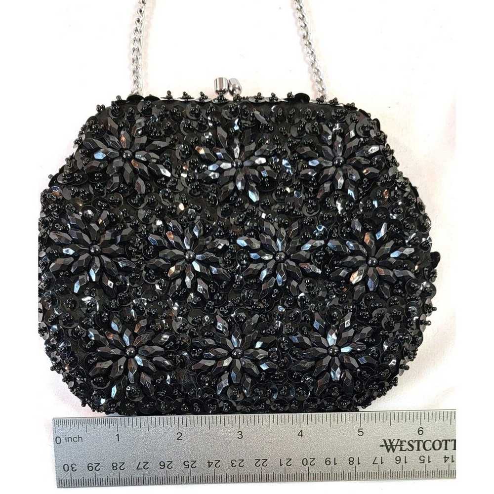 Vintage Beaded Evening Hand Bag Clutch Purse Blac… - image 6