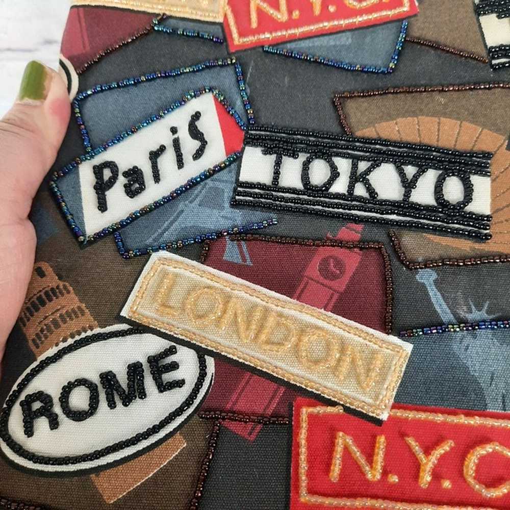 Vintage Beaded Purse World Traveler NYC Paris Rom… - image 4