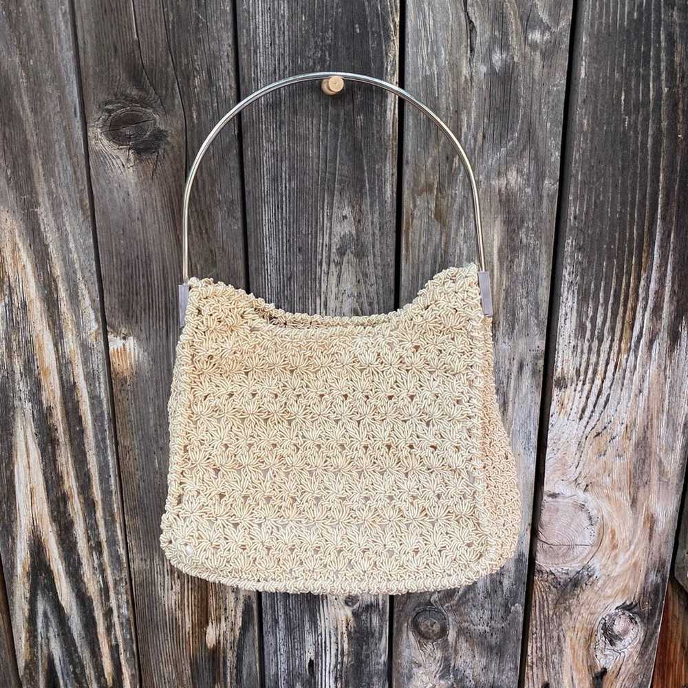 Cream Vintage Woven Handbag - image 1