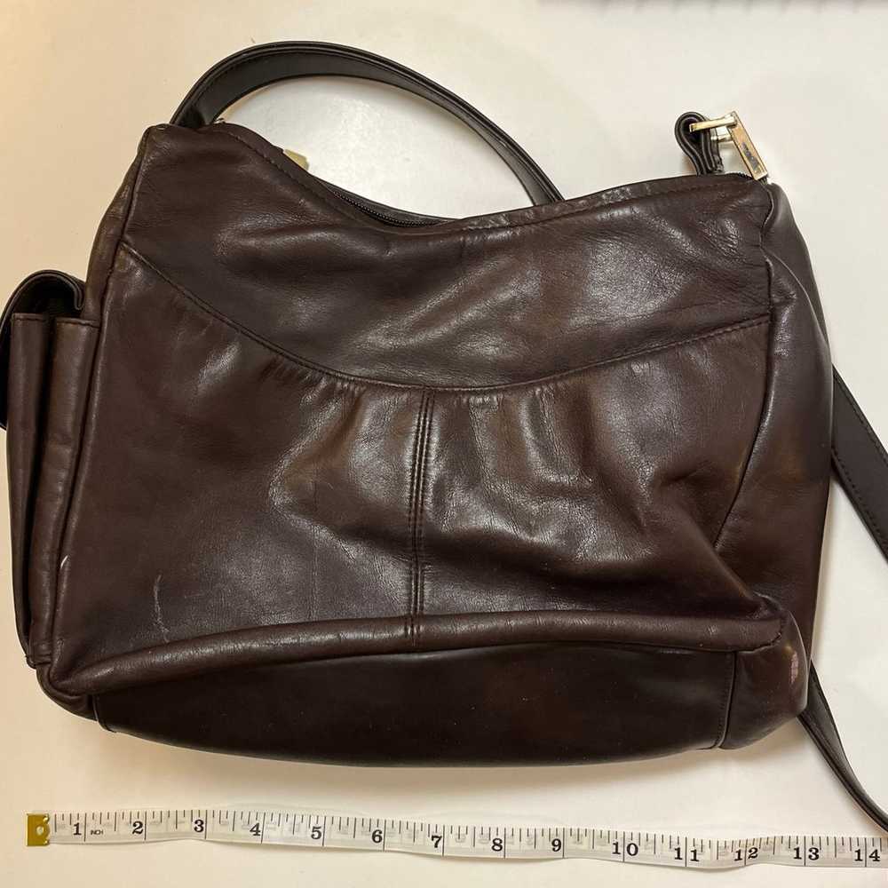 Liz Claiborne Vintage Genuine Leather Brown Shoul… - image 11