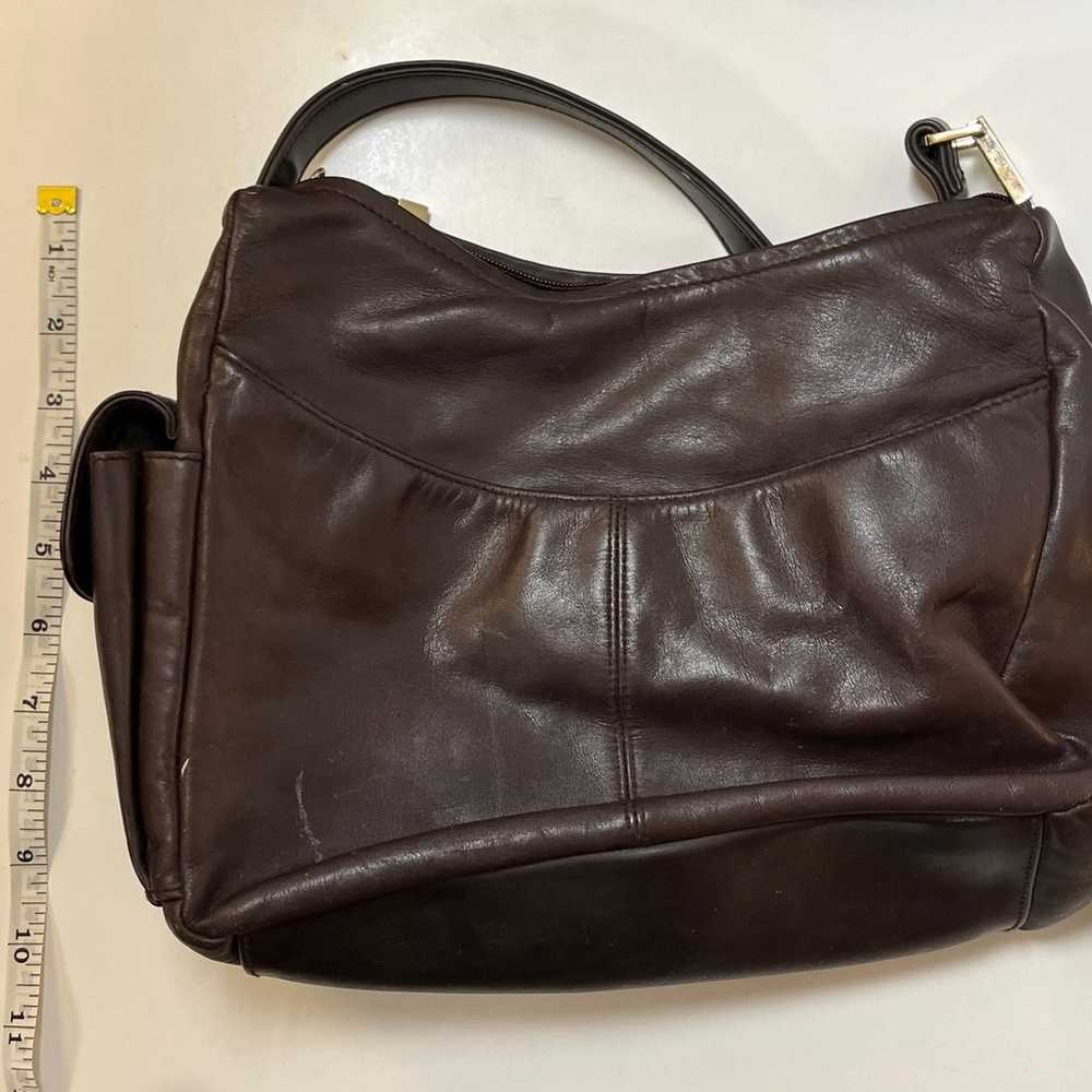 Liz Claiborne Vintage Genuine Leather Brown Shoul… - image 12