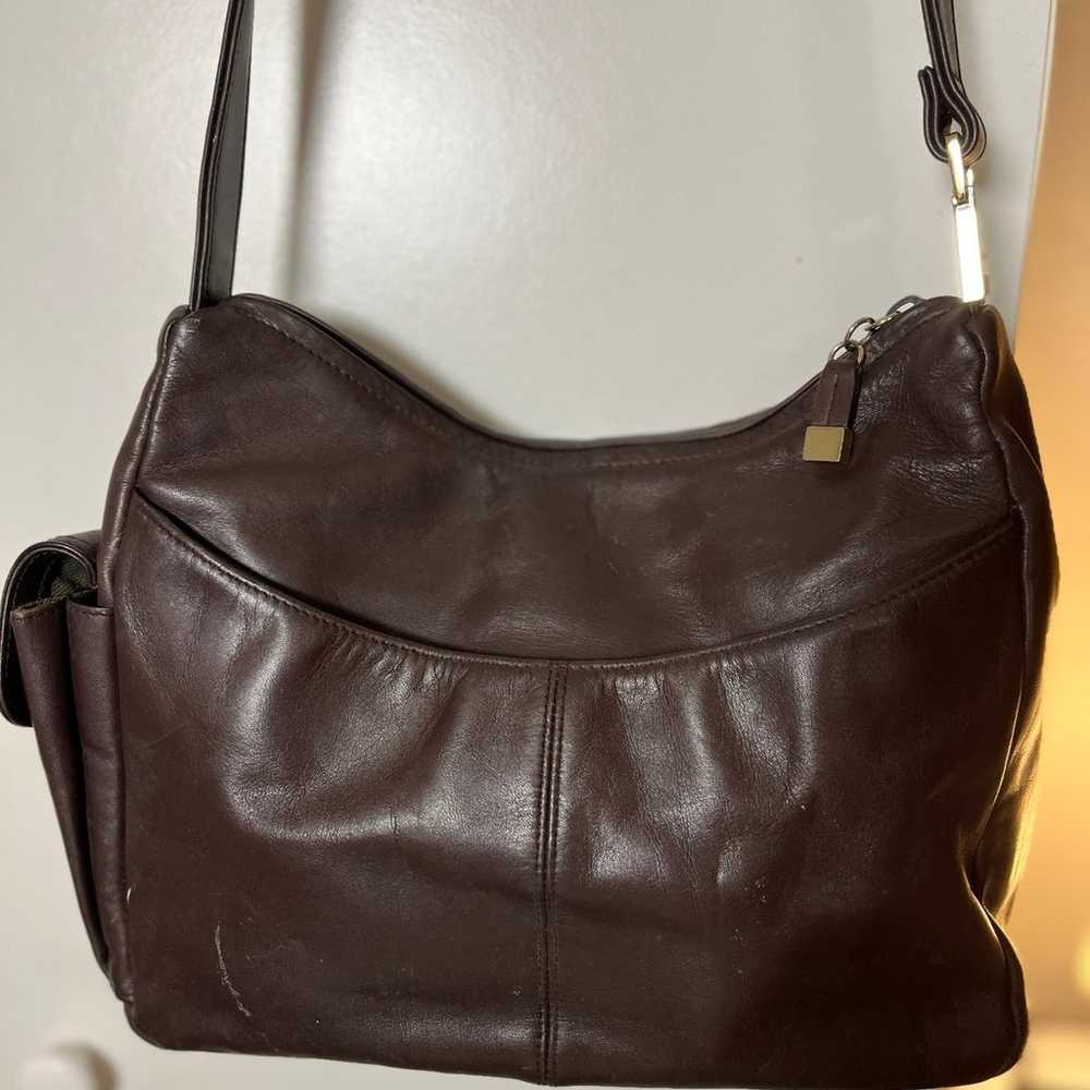 Liz Claiborne Vintage Genuine Leather Brown Shoul… - image 4