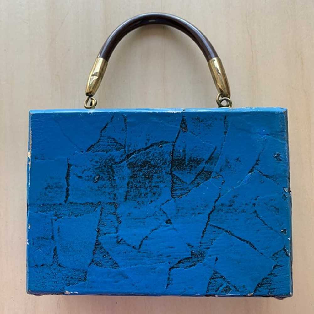 Vintage 1970s Box Purse Forsum Japan Small Blue D… - image 2