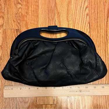 Vintage Ann Taylor LOFT Black Faux Leather with L… - image 1