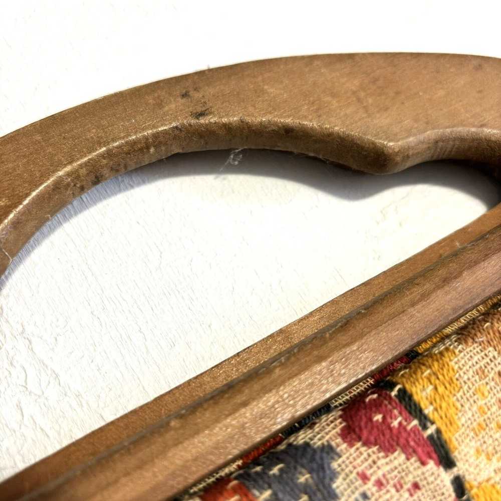 70s Vintage Handmade Bermuda Bag Purse Wood Handl… - image 9