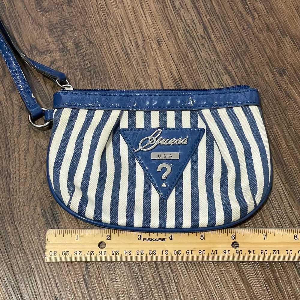 Vintage Guess Striped Wristlet Pouch Blue White W… - image 3