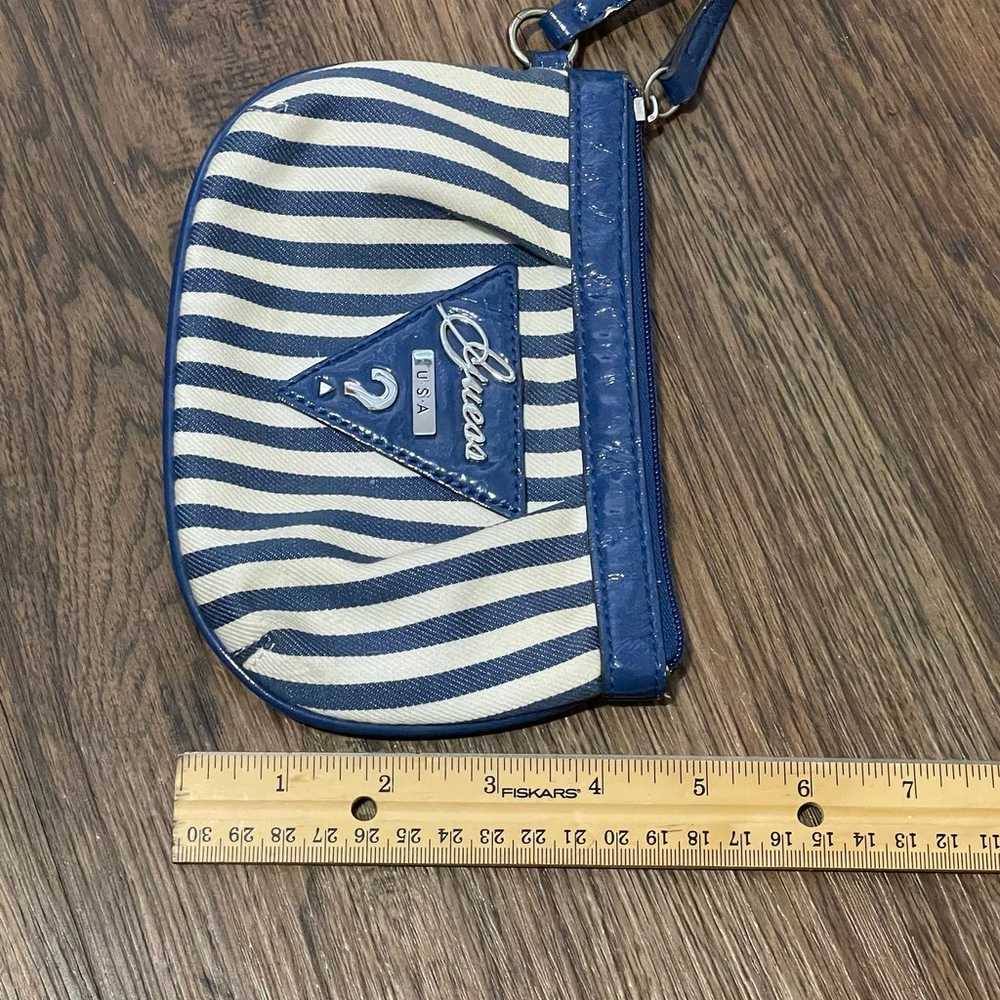 Vintage Guess Striped Wristlet Pouch Blue White W… - image 4