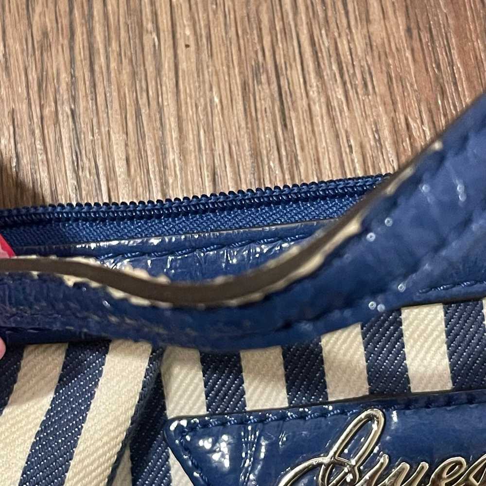 Vintage Guess Striped Wristlet Pouch Blue White W… - image 8