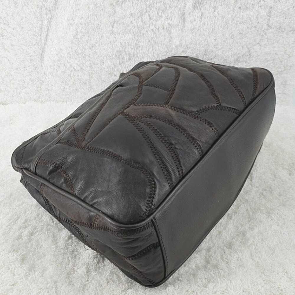 Vintage Dark Chocolate Brown Quilted Leather Shou… - image 6