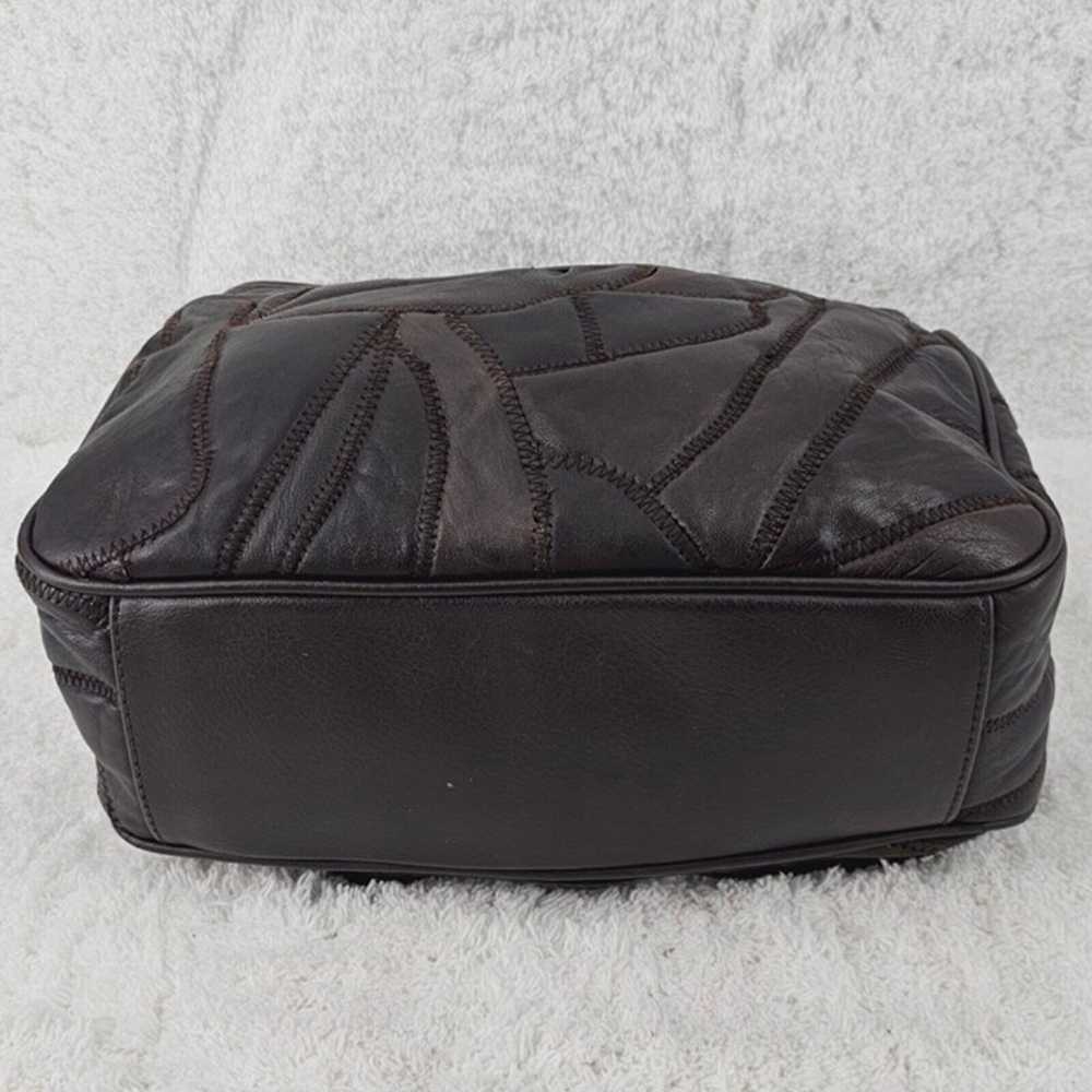 Vintage Dark Chocolate Brown Quilted Leather Shou… - image 7