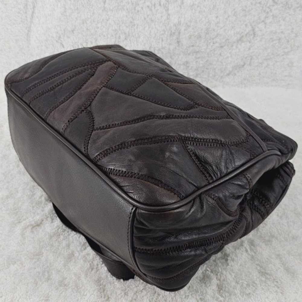 Vintage Dark Chocolate Brown Quilted Leather Shou… - image 8