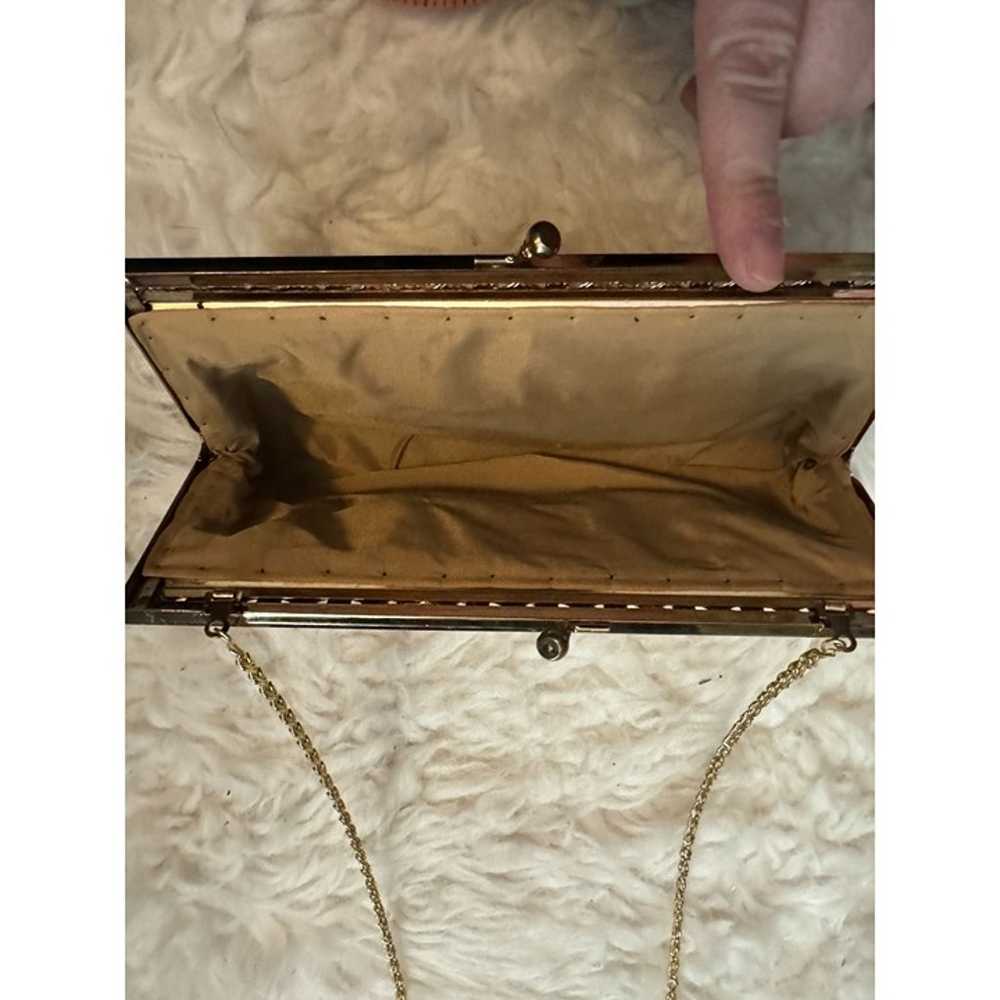 Vintage Bronze Beaded Handbag Clutch Purse - image 6