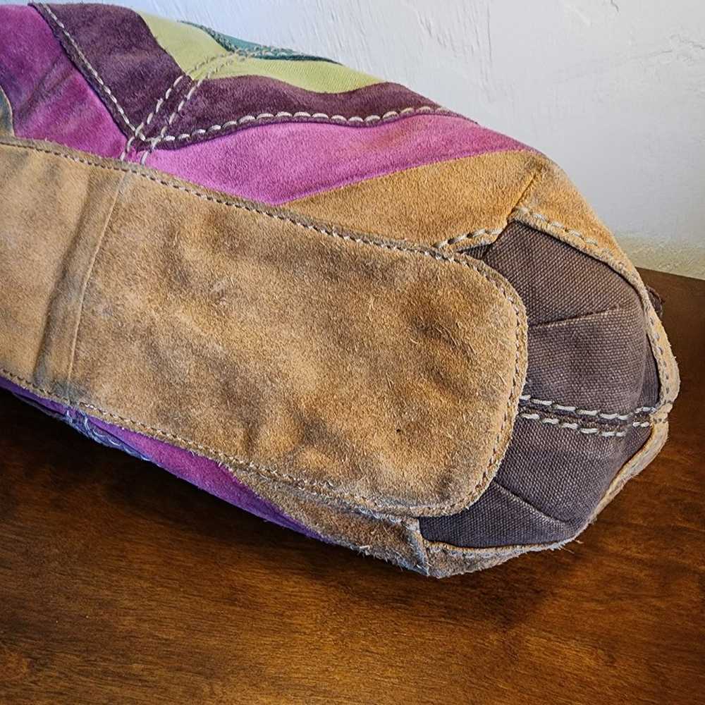 Vintage Fossil patchwork hobo suede purse bag - image 4