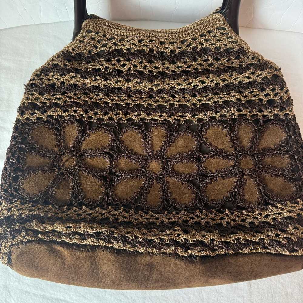 Vintage Nine West Crochet Shoulder Bag Purse Flow… - image 2