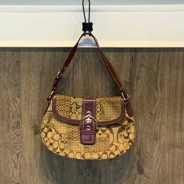 Coach brown and purple trim handbag - image 1