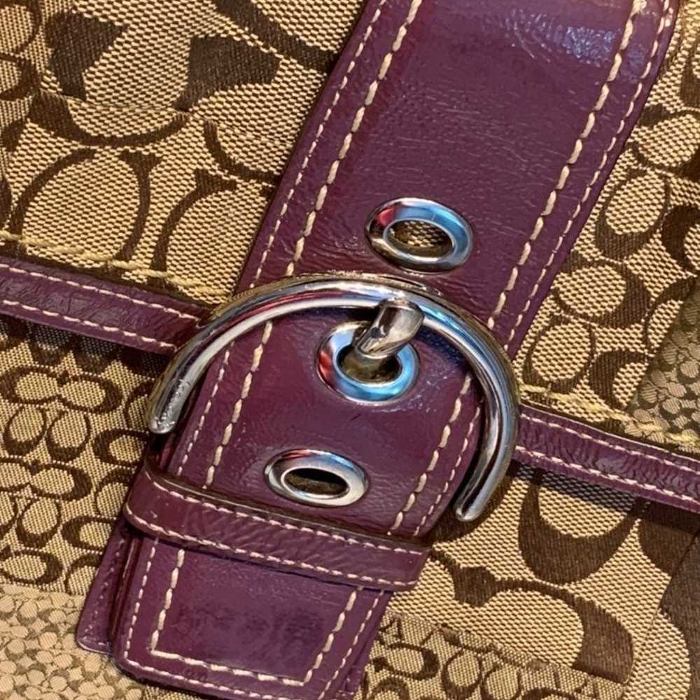 Coach brown and purple trim handbag - image 3