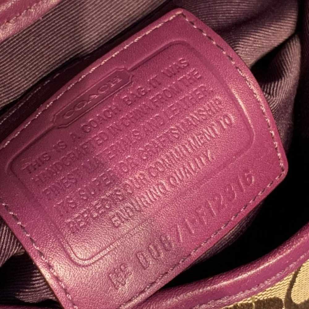 Coach brown and purple trim handbag - image 4