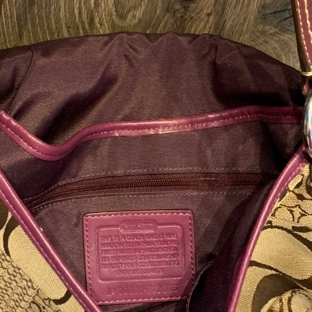 Coach brown and purple trim handbag - image 5