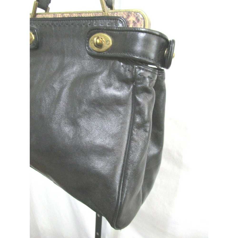 EUC! Talbots Black Leather & Snake Print Trim Fra… - image 5