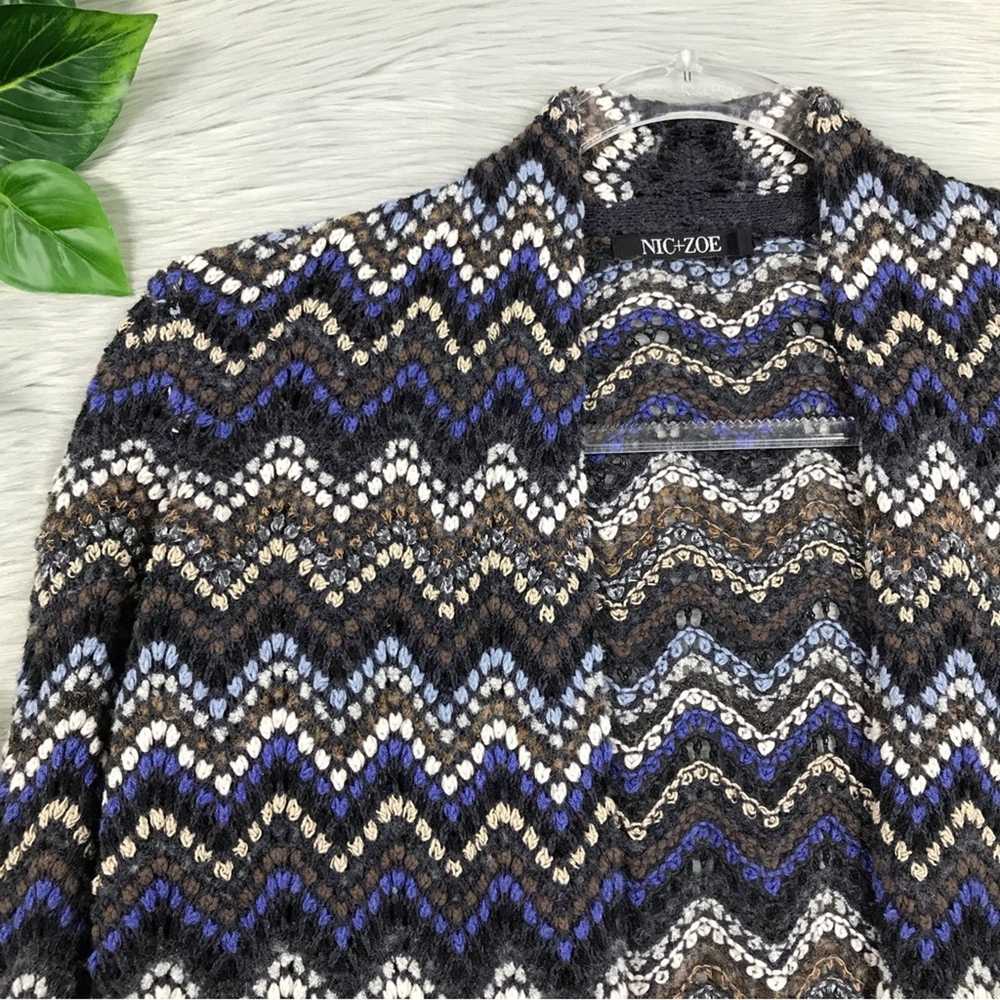 NIC+ZOE Celestial Open Front Chevron Pattern Knit… - image 3