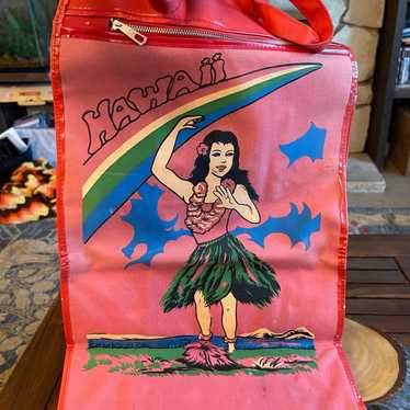 Vintage canvas rolling tote Hawaii themed - image 1