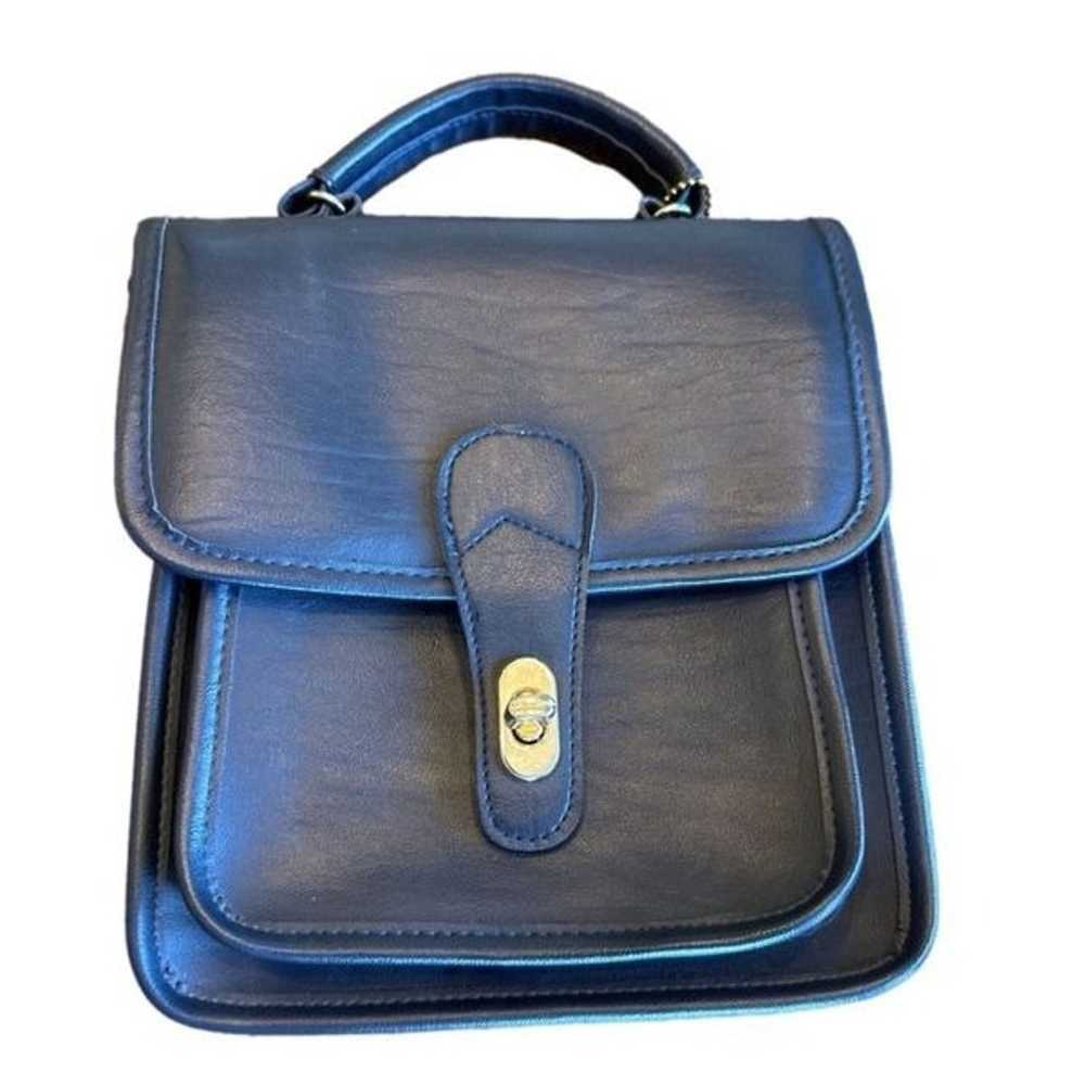 Monique Vegan Leather Navy Blue Handbag - image 2