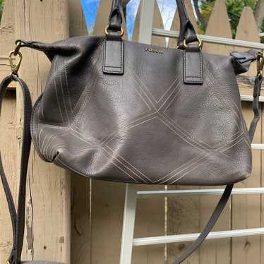 Fossil vintage gray leather crossbody bag