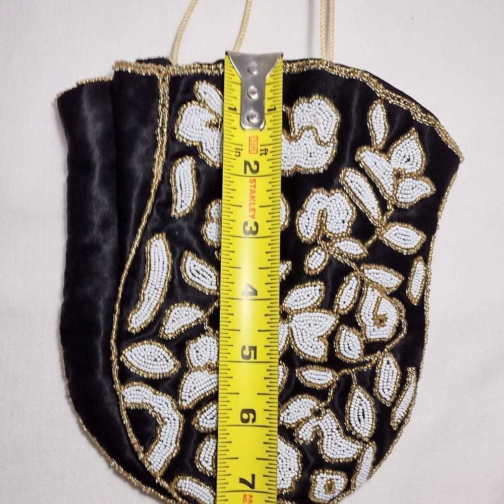 Vintage Glass Beaded Pouch Purse Floral Flowers D… - image 4