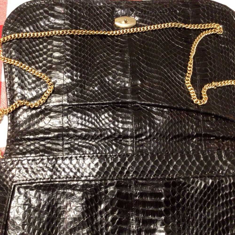 Purse, black, vintage. Clutch or chain shoulder b… - image 2