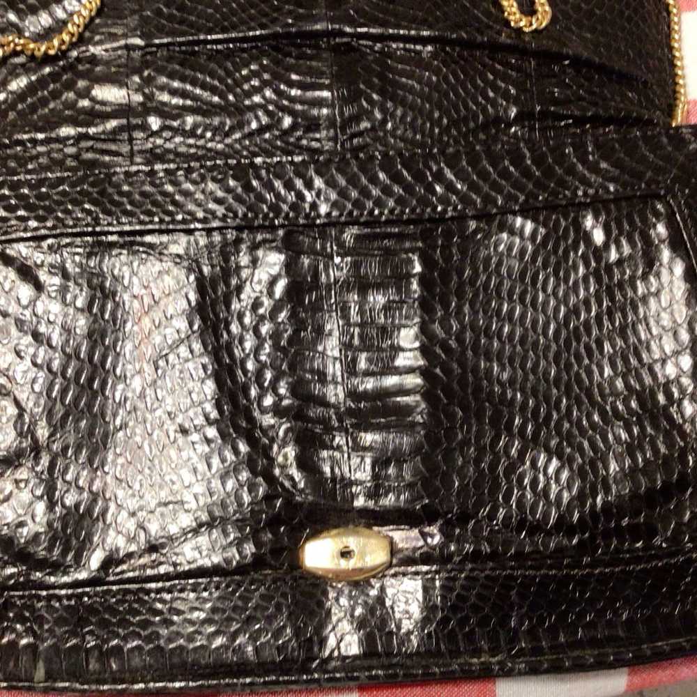 Purse, black, vintage. Clutch or chain shoulder b… - image 3