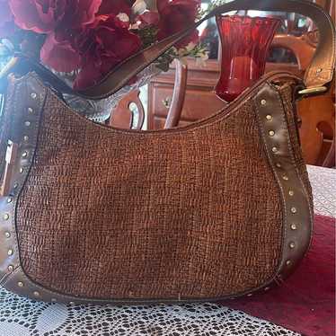 Vintage Fossil Straw striped Handbag