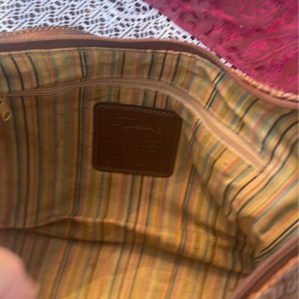 Vintage Fossil Straw striped Handbag - image 7