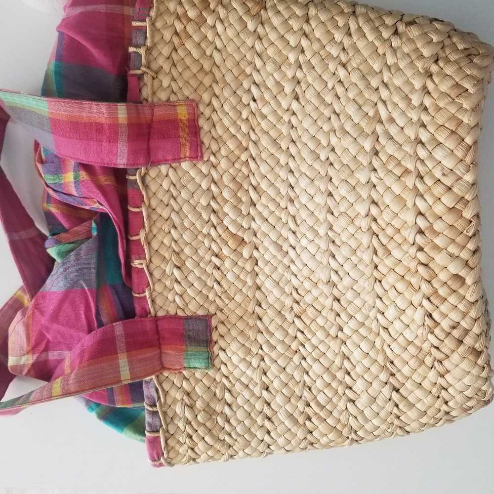 Vintage Ralph lauren plaid lined basket straw raf… - image 7