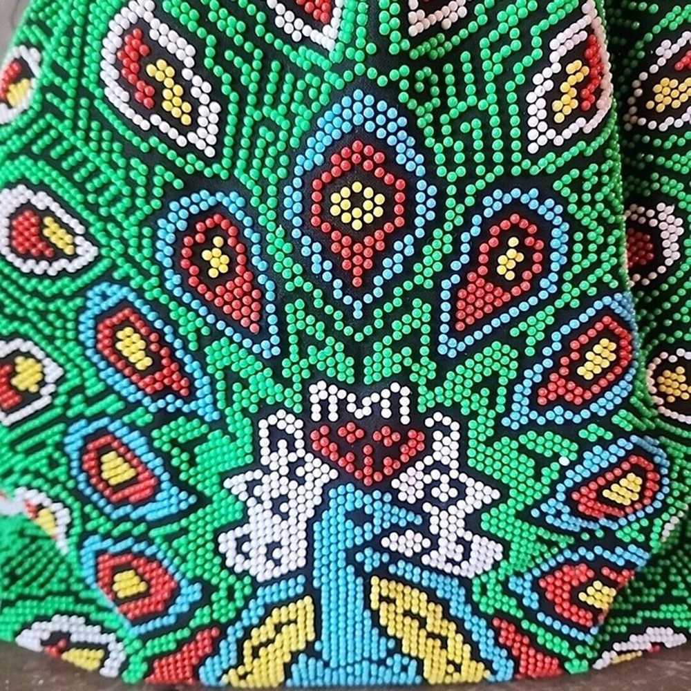 Unbranded Multicolor Beaded Peacock Drawstring Pu… - image 2