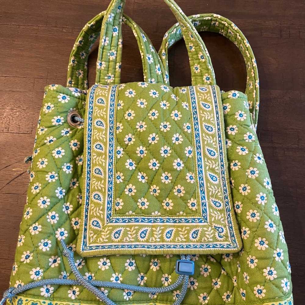 Vintage 2002 Vera Bradley Apple Green Backpack Dr… - image 2