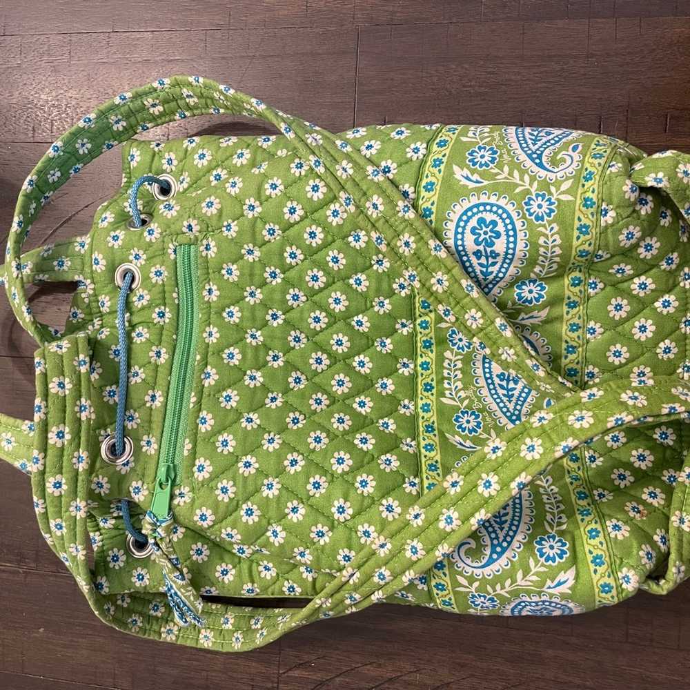 Vintage 2002 Vera Bradley Apple Green Backpack Dr… - image 3