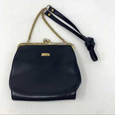 VINTAGE Liz Claiborne Black Faux Leather Clasp To… - image 1