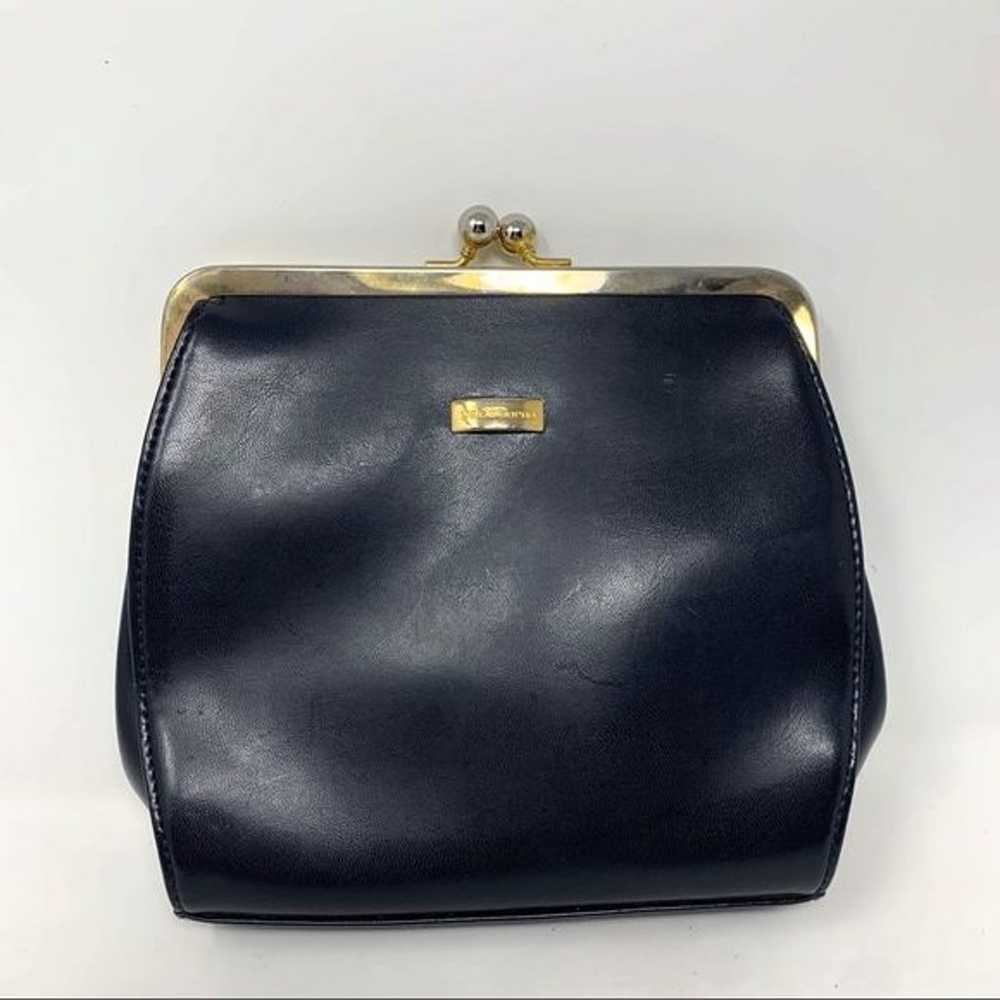 VINTAGE Liz Claiborne Black Faux Leather Clasp To… - image 2