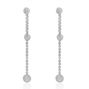 18 Karat White Gold Pave Diamond Disc Drop Earrin… - image 1