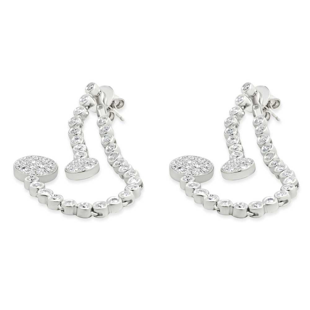 18 Karat White Gold Pave Diamond Disc Drop Earrin… - image 2