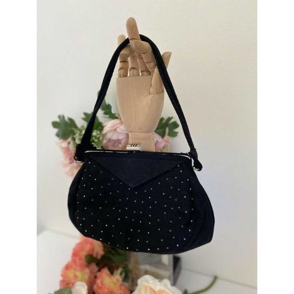 Vintage Black Sueded  Studded Purse Bag - image 2