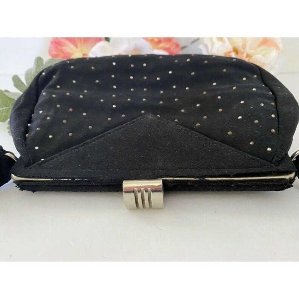 Vintage Black Sueded  Studded Purse Bag - image 3