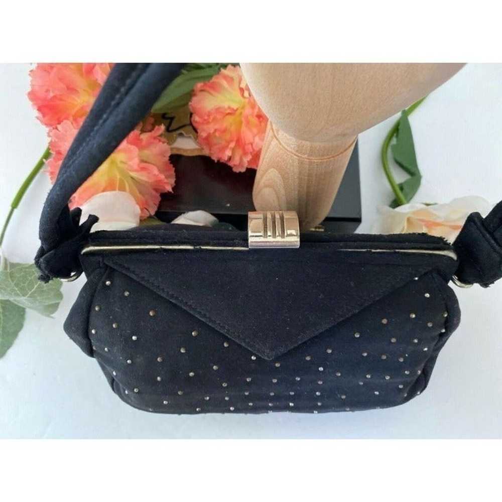 Vintage Black Sueded  Studded Purse Bag - image 4