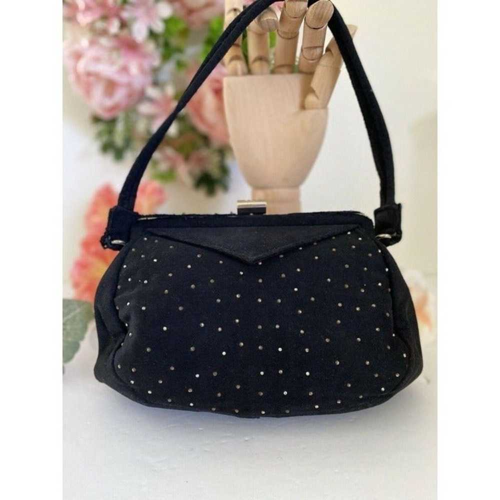 Vintage Black Sueded  Studded Purse Bag - image 8