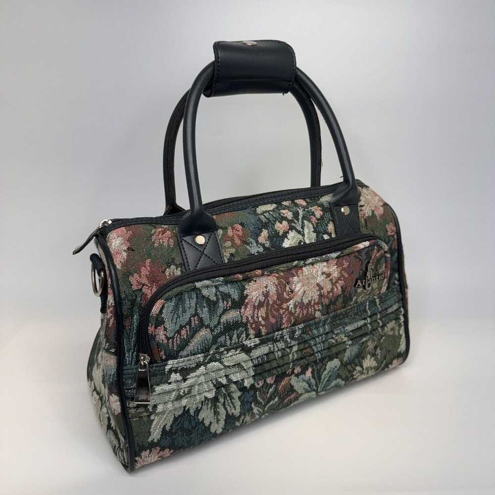 Vintage Atlantic Tapestry Bag Green Floral Luggag… - image 1